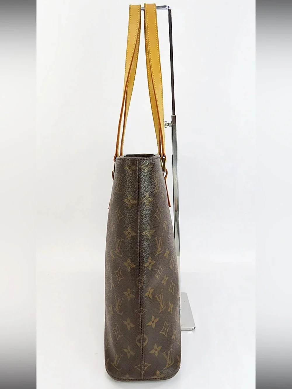 Louis Vuitton Brown Monogram Canvas Tote with Yellow Leather Straps